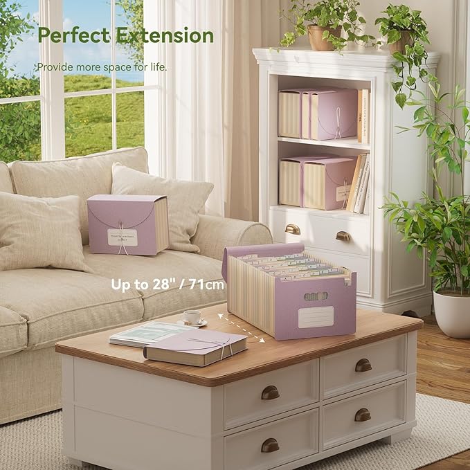 Accordion File Organizer, 26 Pockets Wheat Straw Expanding File Folder, Monthly Bill Receipt Organizer, A-Z Tabs, 100% BPA Free, Return to Nature, Healthy Living-Lavender Purple