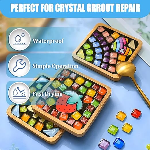 OOTDART Mosaic Crystal Grout, Mosaics Tile Tools, Mosaic Tile Accessories – Essential for Handmade Grouting and Perfect for DIY Craft Projects (Black, 4.5oz)