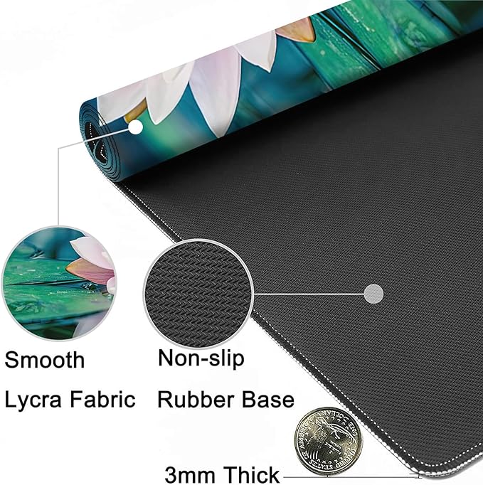 MIOAOSRT Desk Mat,Beautiful Pink Lotus Large Gaming Mouse Pad with Stitched Edges,Non-Slip Computer Mouse Pad for Desk,Extended XXL Keyboard and Mouse Pad 35.4x15.75 in