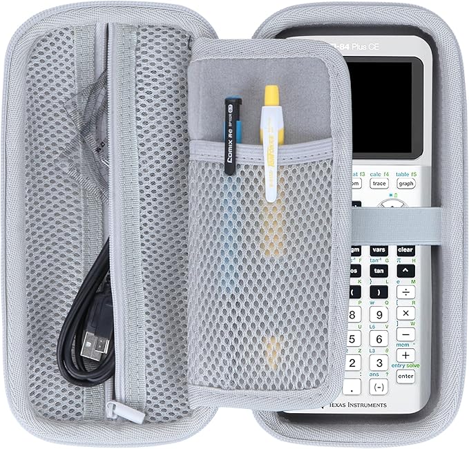 Storage Case Compatible with Texas Ti-84 Plus CE/TI-84 Plus/TI-Nspire CX II CAS/TI-Nspire CX II/TI-83 Plus/TI-89 Titanium/TI-85/TI-86 Calculator (White)