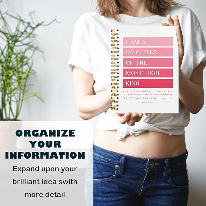 BearCake Pink I am Daughter of the Most High King Christian Notebook Journal, Christian Gifts for Women, Bible Notebooks for Note Taking, Bible Journaling Notebook, Hardcover Spiral Notebook 5.5x8.3