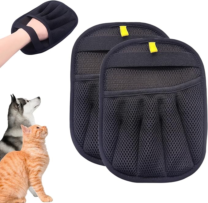 Yionaiyi Pet Hair Remover Electrostatic Gloves,Pet Hair Removal for Cats & Dogs, Cat Grooming Gloves，Pet Hair Fur Removal Mitt, Cleanup for Furniture, Clothing, and Upholstery,Reusable (2pcs)