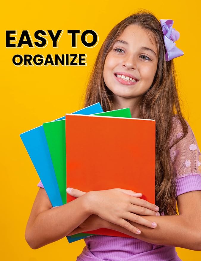 SUNEE Folders with Pockets 3 Hole Punched(50 Pack, Red), 2 Pocket Folders Fit Letter Size Paper, Paper File Folder for School Office Home Business