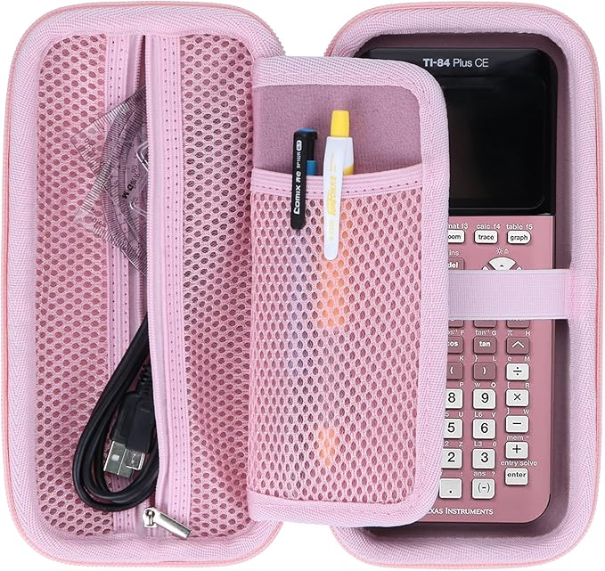 Storage Case Compatible with Texas Ti-84 Plus CE/TI-84 Plus/TI-Nspire CX II CAS/TI-Nspire CX II/TI-83 Plus/TI-89 Titanium/TI-85/TI-86 Calculator (Pink)
