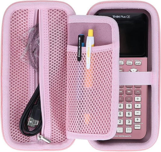 Storage Case Compatible with Texas Ti-84 Plus CE/TI-84 Plus/TI-Nspire CX II CAS/TI-Nspire CX II/TI-83 Plus/TI-89 Titanium/TI-85/TI-86 Calculator (Pink)