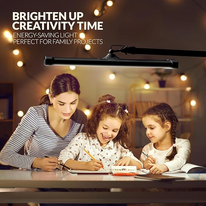 2300 Lumens Ultra Bright LED Desk Lamp – Professional Eye Care Task Light 5 Level Adjustable Brightness & Color Temperature, for Home Office, Architecture, Beauty (CCT, Dimming, Black)