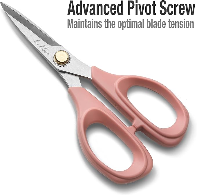 Beaditive Sewing Scissors - 6-Inch Stainless Steel Fabric Scissors - Professional Scissors With Serrated Blade for Cloth Cutting & Quilting - Comfortable Craft Tailor & Dressmaker Shears – Light Coral
