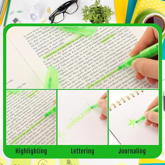 Fulmoon 80 Pieces Highlighters, Chisel Tip Bright Colors Quick Drying Markers for Adults Kids Highlighting in the Home School Office (Green)