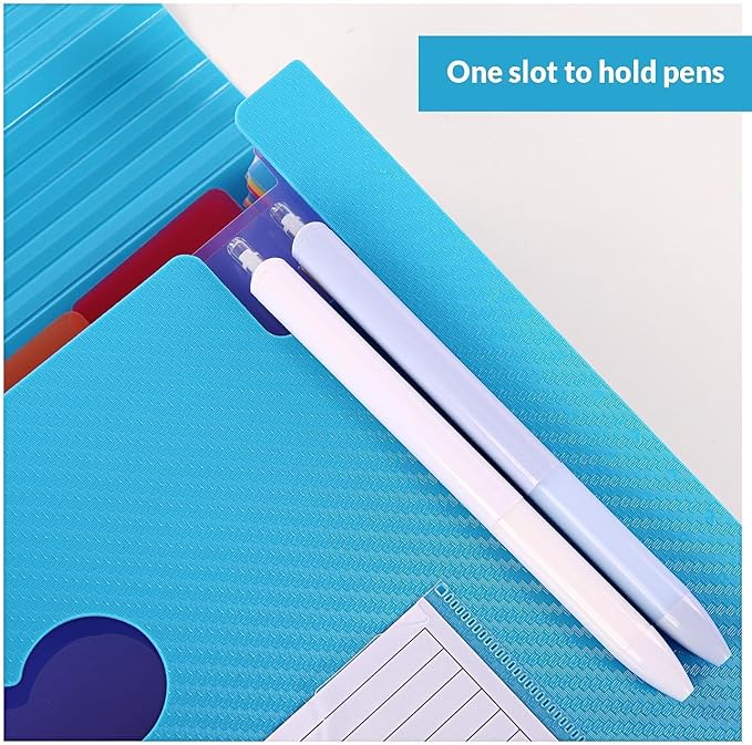 SKYDUE Accordion File Organizer, 13 Pocket File Folder Organizer with Tabs，Expanding Receipt & Paper Organizer for Letter A4 Size Blue