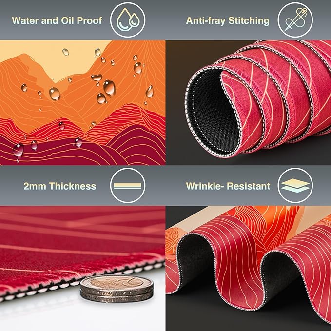 Gaming Mouse Pad, Large Mouse Pad XXL 35.4×15.7in, Extended Computer Keyboard Mouse Mat Desk Pad for Laptop with Stitched Edges, Waterproof Mousepad for Gamer Home&Office Women