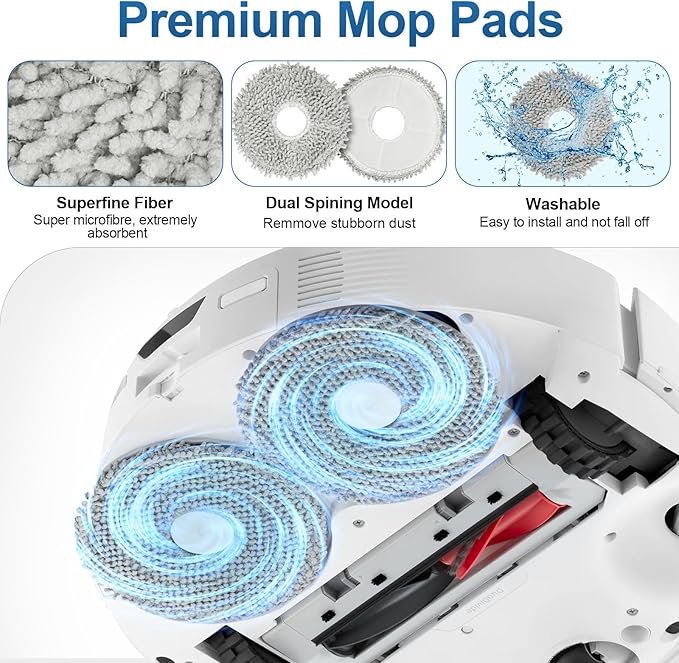 RUKHOOL Qrevo S5V Accessories Replacement Parts for Roborock Qrevo Curv/Qrevo Curv S5X / Qrevo Edge/Qrevo Edge S5A Accessory Kit 2 Main Brushes 6 Dust Bags 4 Filters 4 Mop Pads 4 Arch Side Brushes