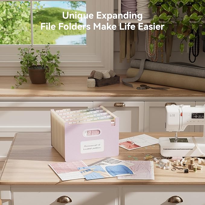 Accordion File Organizer, 26 Pockets Wheat Straw Expanding File Folders, Upright&Open Top, A-Z Bill Receipt Organizer, 100% BPA Free, Return to Nature, Healthy Living, Letter/A4 Size-Lavender Purple