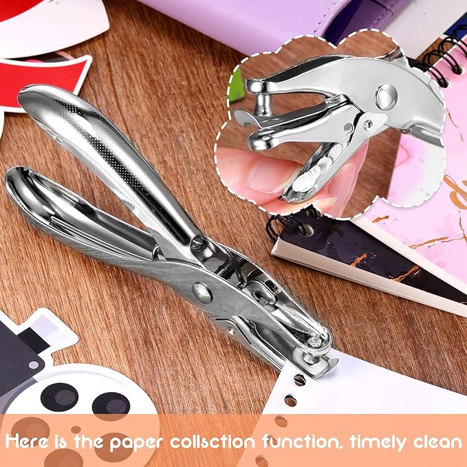 50 Pack 1 Hole Punch 1/4 Inch Single Hole Puncher Bulk Metal 5 Sheet Capacity Single Punch Set Silver Paper Punches for Greeting Cards Scrapbook Notebook Puncher Paper Hand Tool