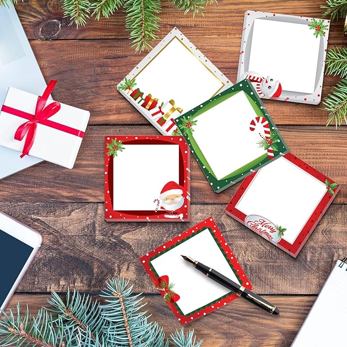 9 Pieces Christmas Sticky Notes Christmas Design Self-Adhesive Note Pads Winter Sticky Memo Notes for School Office Home Supplies Students Teachers Presents