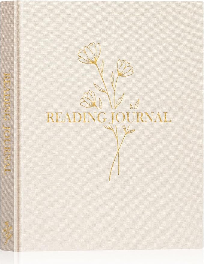 Lanpn Reading Journal Book Journal for Book Lovers Readers - Linen Hardcover Reading Log Book with 52 Book Reviews - Book Tracker Journal Reading Notebook Bookish Gifts, 9.3"x7.7", 158 Pages (Beige)