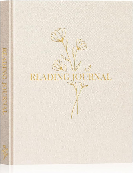 Lanpn Reading Journal Book Journal for Book Lovers Readers - Linen Hardcover Reading Log Book with 52 Book Reviews - Book Tracker Journal Reading Notebook Bookish Gifts, 9.3"x7.7", 158 Pages (Beige)