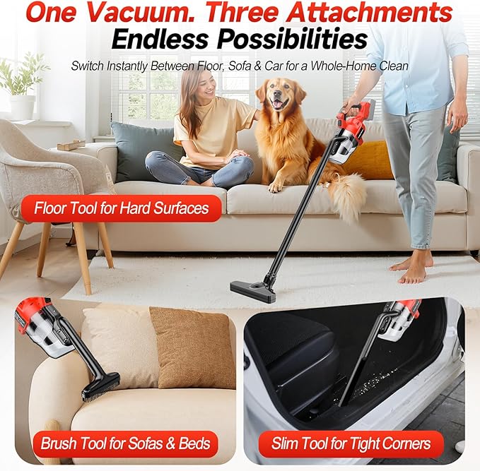 Fledukten Cordless Handheld Vacuum Cleaner Compatible with Milwaukee 18V Battery, 16000Pa Strong Suction, 2 HEPA Filters & 4 Nozzles, Lightweight Portable Vacuum for Car, Home, Garage – Tool Only