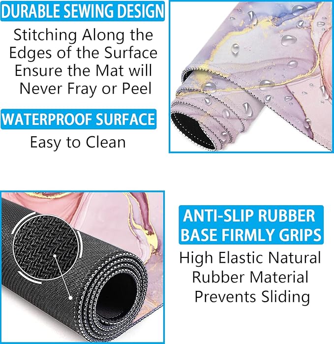 LATEEFAH Desk Mat, Mouse Pad with Wrist Rest, 4-in-1 Large Mouse Pads for Desk, Ergonomic Mouse Pad and Keyboard Wrist Rest Gaming Keyboard Mat for Office, Home