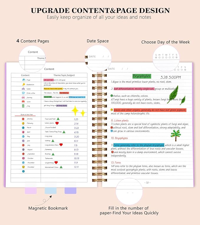 Spiral Notebook Journal,360 Pages College Ruled Notebooks,Lined Thick Journals for Women Men, A5 Thick Spiral Journal for Writing,100GSM Paper, Spiral Notebooks for Work School 5.5"x8.5" Purple