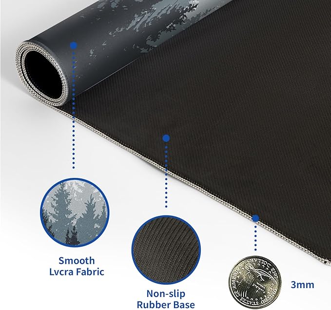 Tree Mouse Pad Abstract White Mouse Pad 31.5x11.8 Inch Texture Non-Slip Rubber Base Large Mousepad Stitched Edges Keyboard Mouse Mat Desk Pad for Office and Home