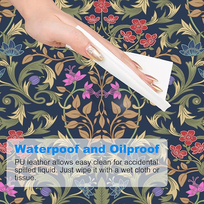 Desk Pad, Retro William Morris Floral XXL Gaming Mouse Pad with Stitched Edges,Non-Slip Waterproof Rubber Base Large Desk Mat for Keyboard and Mouse 35.4"x15.7"