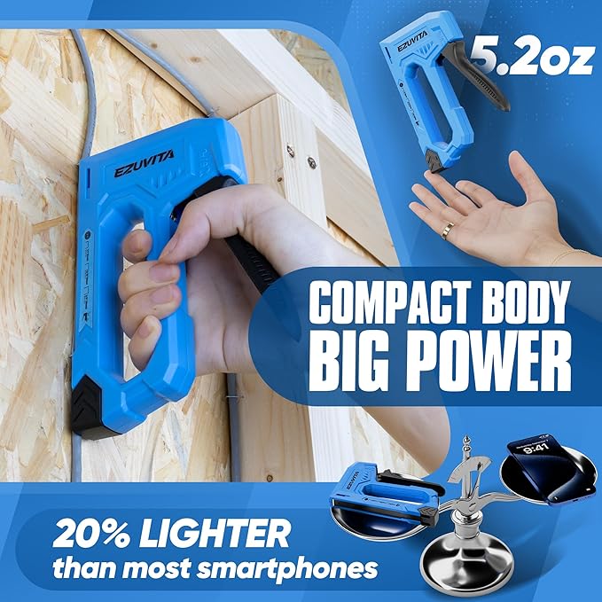 Light Duty Staple Gun for Wood, Blue Upholstery Staple Gun Kit with 2000pcs JT21 Staples 1/4, 5/16, 3/8 inch and Staple Remover, Stapler Gun for Crafts, DIY, Classroom, Decoration