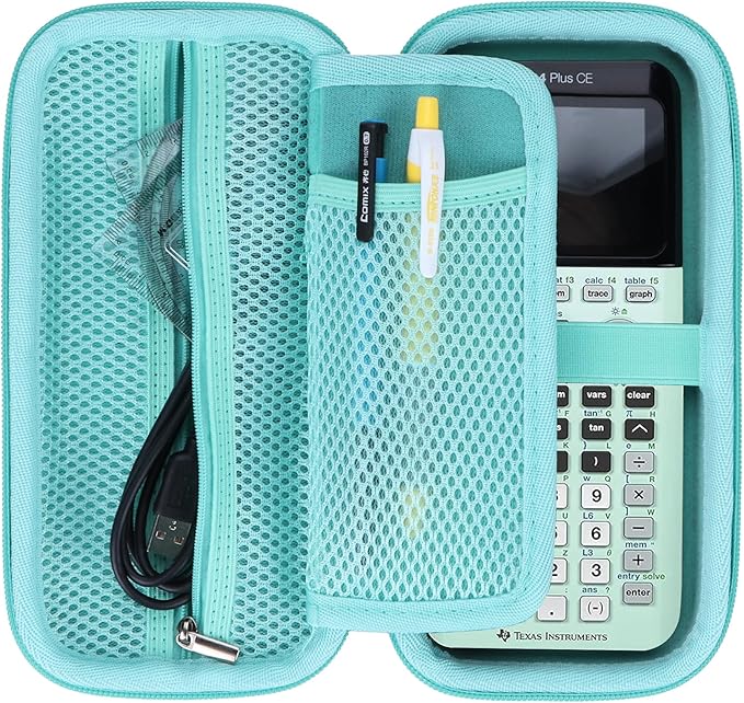 Storage Case Compatible with Texas Ti-84 Plus CE/TI-84 Plus/TI-Nspire CX II CAS/TI-Nspire CX II/TI-83 Plus/TI-89 Titanium/TI-85/TI-86 Calculator (Mint Green)