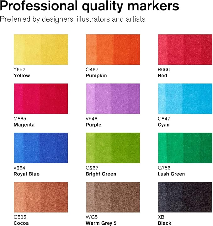 Winsor & Newton ProMarker Brush Set, 12 Count, Vibrant Tones