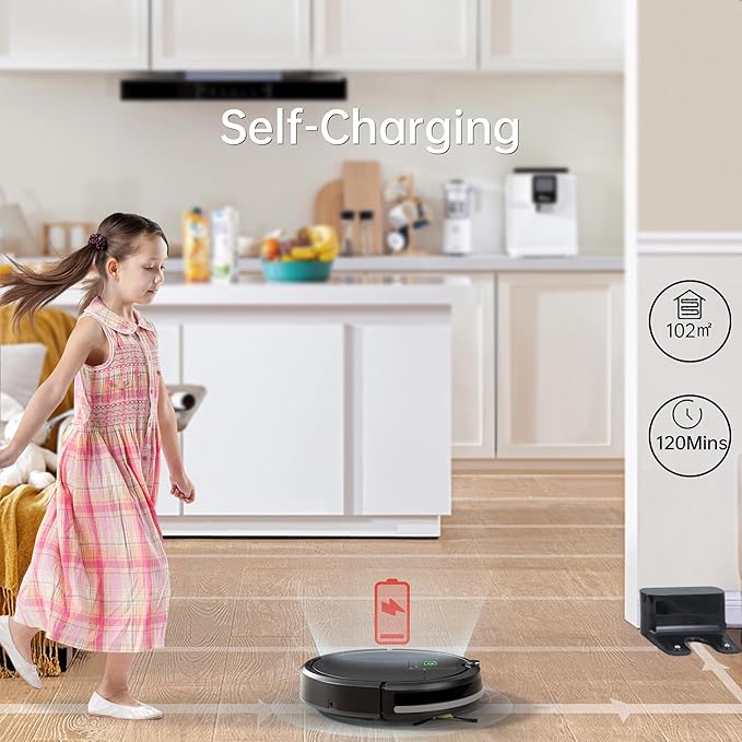 ENCHE Robot Vacuum, Tangle Free Robot Vacuum Cleaner,2900Pa Suction Robotic Vacuum Cleaner with Remote Control,Automatic Self-Charging,Long Run Time,Slim&Quiet for Low Carpet Pet Hair