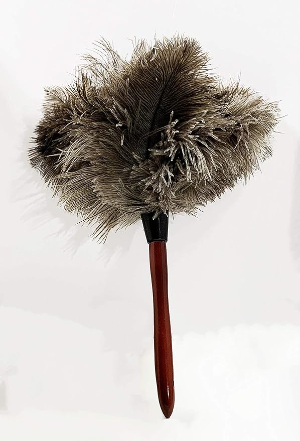 AAYU Premium 14.5" Feather Duster for Home | Natural Duster for Cleaning and Feather Moping | Eco Friendly | Genuine Ostrich Feather Duster with Wooden Handle | Easy to Clean Dust and Reuse (36 cm)