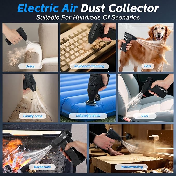 Compressed Air Duster 180000RPM Super Power Electric Air Duster, Cordless Air Duster, Rechargeable Brushless Motor Durable Blower, 3 Speed Adjustable Dust Blower, for Computer, Keyboard, Car, Outdoor