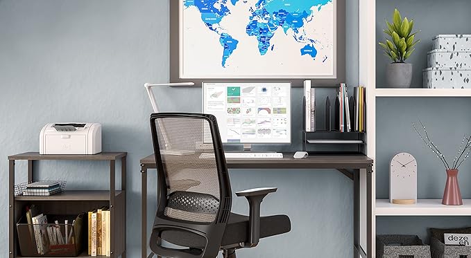 Safco Products Onyx Desk Organizer - 2 Horizontal, 6 Upright Sections - Black - Metal - Tabletop Desktop Organizer - Office & School Supplies - Letter Trays & Stacking Supports