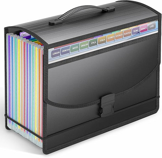 Expanding File Folder Accordion File Organizer with Handle,Fun Storage 13 Pockets Portable Document Organizer File Box Filing Organizer for Home School Office Traveling, A4 and Letter Size