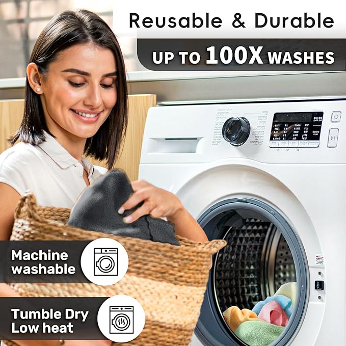 Microfiber Cleaning Cloths Roll, 75 Pack Tear Away Microfiber Towels Roll, 12" x 12" Lint Free Rags, Reusable Cleaning Cloths, Washable, Scratch Free,Ultra Absorbent Dish Rags(Dark Grey)