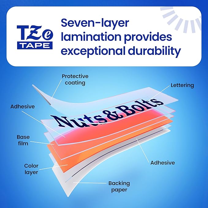 Brother Genuine P-Touch TZe Black Print on Clear Label Tape (TZeS151), Strong Adhesive Laminated,1in x 26.2ft (24mm x 8m), for Select P-Touch Label Makers, Water-Resistant, Extra Strength