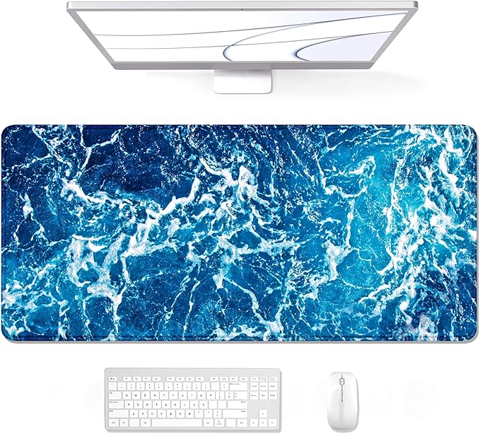 Auhoahsil Large Mouse Pad, XXL Desk Pad, Extened Mousepad 31.5" x 11.8", Non-Slip Rubber Base, Stitched Edges, Superior Surface, Gaming Keyboard Mat, Waterproof Desk Pad, Beautiful Ocean
