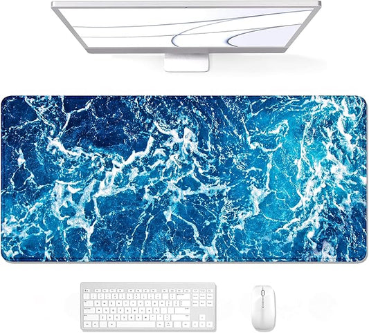 Auhoahsil Large Mouse Pad, XXL Desk Pad, Extened Mousepad 31.5" x 11.8", Non-Slip Rubber Base, Stitched Edges, Superior Surface, Gaming Keyboard Mat, Waterproof Desk Pad, Beautiful Ocean