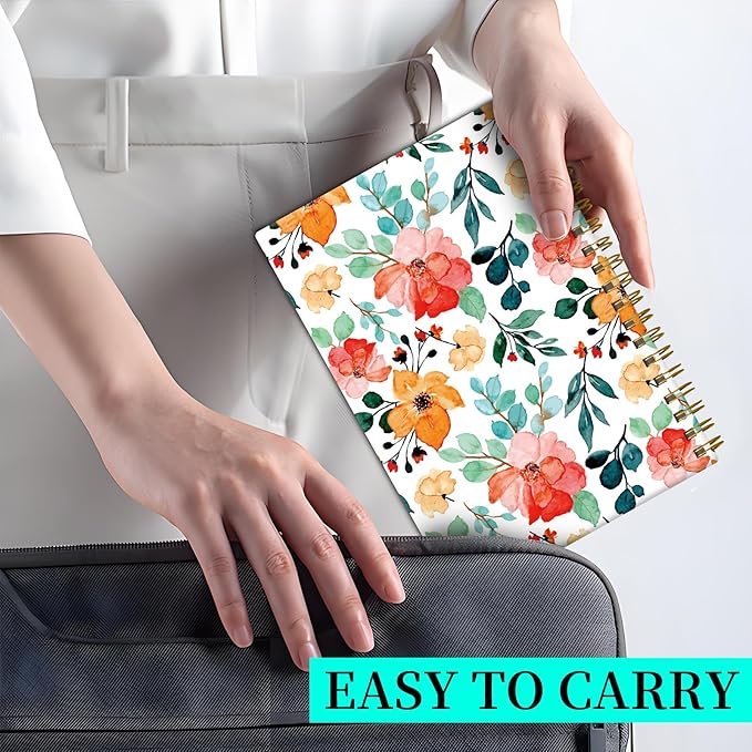 Spiral Notebook Journal for Women Men, A5 Hardcover Journal, 120 Pages Thick Paper, College Ruled Writing Notebook for School, Work & Office 8.3'' × 5.9''(Colorful Floral)