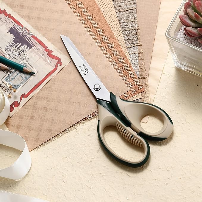 LIVINGO 3 Pack Office Scissors All Purpose – Titanium Coated Blades, Ergonomic Colorful Handles, Sharp Heavy Duty Shears for Home, Office, and Craft Use