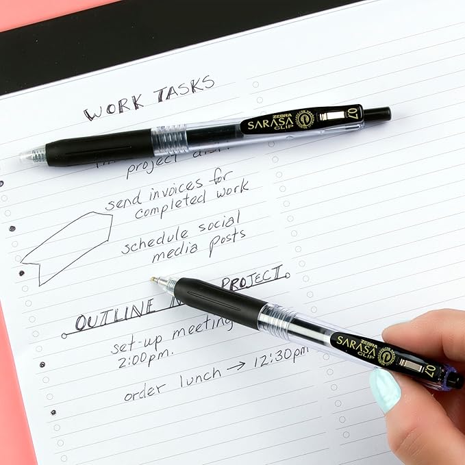 Zebra Pen Sarasa Clip Recycled Retractable Gel Pen, Medium Point, 0.7mm, Black Ink, 75% Recycled, 12-Pack (48710)