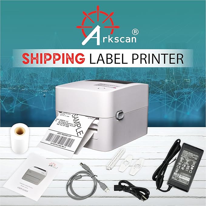 Arkscan 2054K-AP Auto Peel Shipping Label Printer, Separate Label from Backsheet Automatically, Print on Windows Mac Chromebook via USB, Print Wireless for BT on Windows ONLY, UPS USPS FedEx