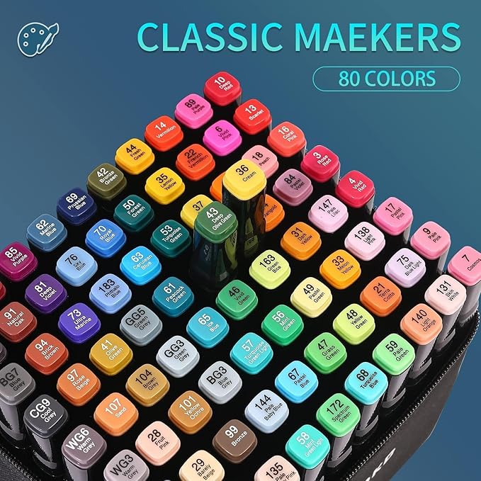 Alcohol Markers, 120 Colors Dual Tip Permanent Art Markers for Drawing,for Kids Adult Coloring, Alcohol, Based Ink Ideal for Book Painting and Card Making