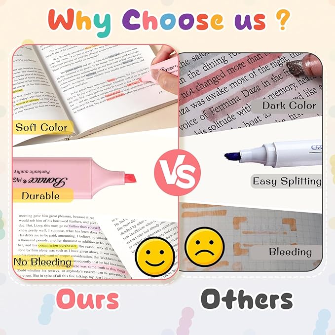 Pastel Highlighters,Chisel Tip Marker Pen,8 Assorted Macaron Colors Highlighter Pens, Mini Highlighters,Water Based, Quick Dry For Back to School Supplies，Aesthetic Highlighter for Office