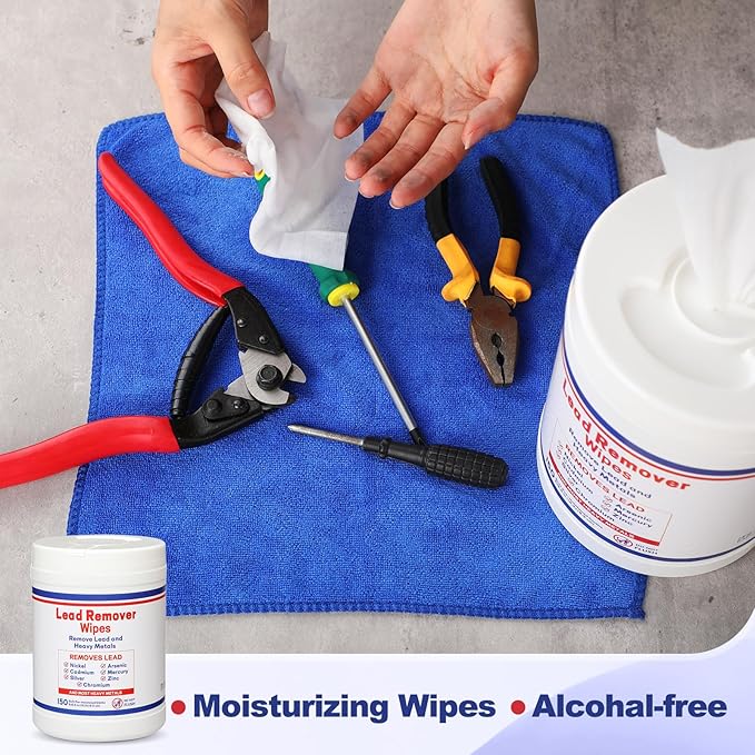 Nuanchu 1 Pack Lead Remover Wipes 150 Count Hand & Surface Cleaning Wipes for Shooting Effectively Removes Lead Dust Oil Grime Disposable Towels for Mechanics Construction DIY, 150 Count Per Canister