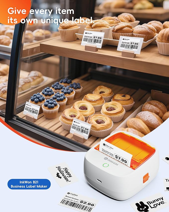 B21 Label Maker Machine with Tape, 2-Inch Wide Waterproof Tape, Bluetooth Portable Label Maker for Small Business, Office, Home, School Organization