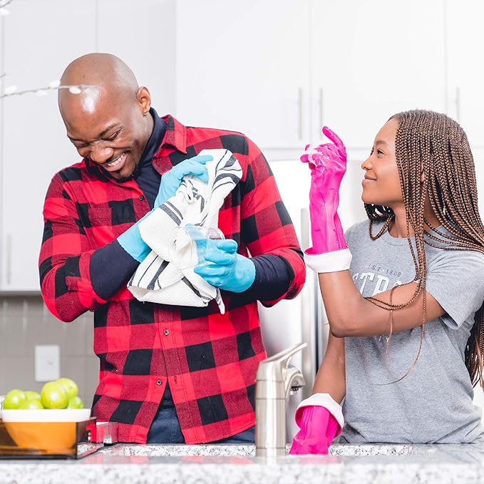 Playtex Living Reuseable Rubber Cleaning Gloves (Large, 2 Pairs), Premium Protection Reusable Household Gloves
