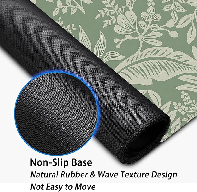 Green Plants Desk Pad Mouse Pad,Large Natural Fresh Mouse Mat with Stitched Edges,Non-Slip Rubber Base Elegant Mousepad for Office PC Keyboard Laptop and Home Work Desk Mat(27.5X11.8 in)