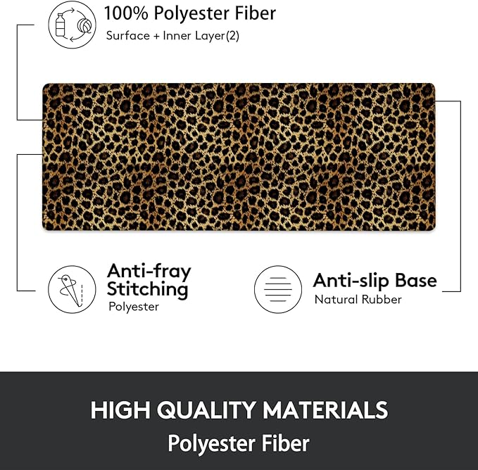 Gaming Mouse Pad, Leopard Print Mouse Pad, Desk Mat, Non-Slip Rubber Base MousePads for Computers Laptop Office School Home Accessories Decor 31.5" x 11.8"