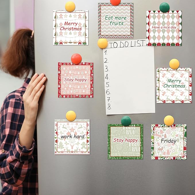 9 PCS Christmas Sticky Note Christmas Note Pads Christmas Notepad Set Cute Self Adhesive Memo Notepads for Xmas Winter Holiday Party School Work Study Supplies Kids Gifts，450 Sheets (Christmas-1)