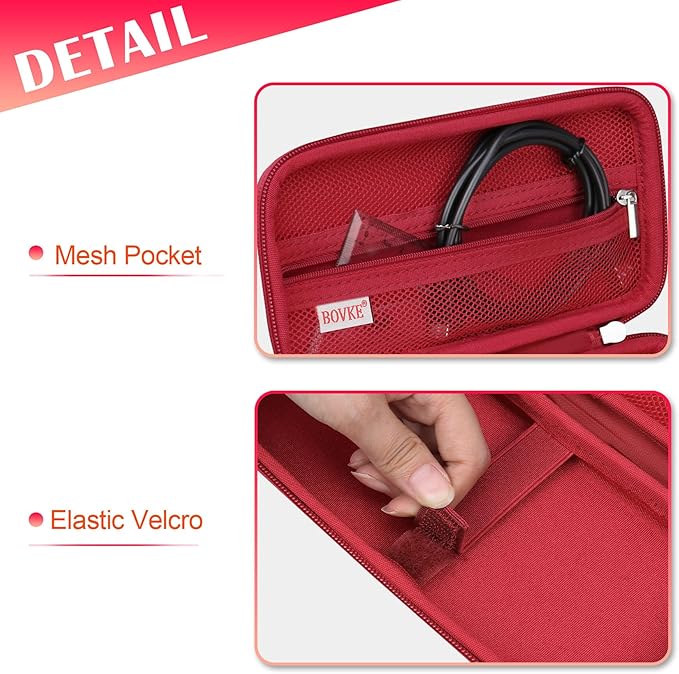 BOVKE Hard Travel Case for Texas Instruments TI-84 Plus CE/TI-84 Plus/TI-83 Plus CE/TI-83 Plus/Casio fx-9750GIII Graphing Calculator, Mesh Pocket for USB Cables, Manual, Pens, Accessories, Red